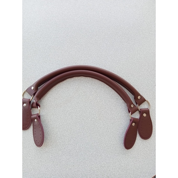 Likya BORDO RENKLİ 60 cm Borulu Deri Çanta Sapı - 6