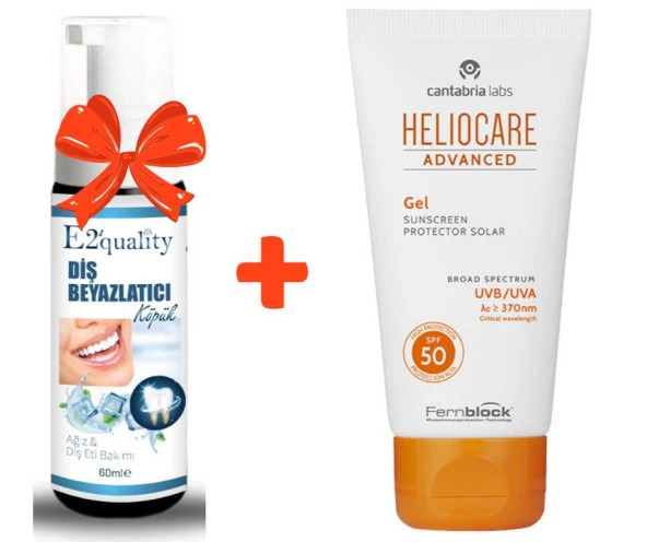 E2'quality Diş Beyazlatıcı Köpük + Heliocare Spf 50 Jel 50 ML Yağsız Güneş Kremi