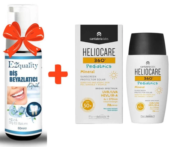 E2'quality Diş Beyazlatıcı Köpük + Heliocare 360 Pediatrics Mineral Spf 50 50 ML Çocuk Güneş Krem