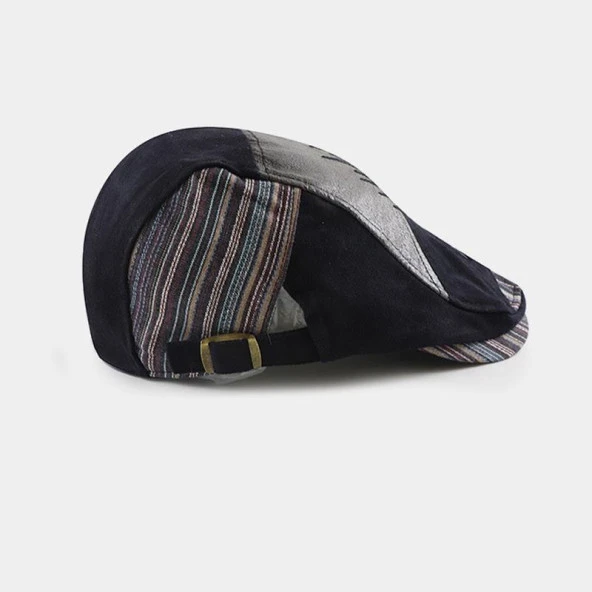 Valkyrie İtalyan Style Erkek Kasket Şapka Kanvas Ayarlanabilir Terletmez Erkek Siyah - 3