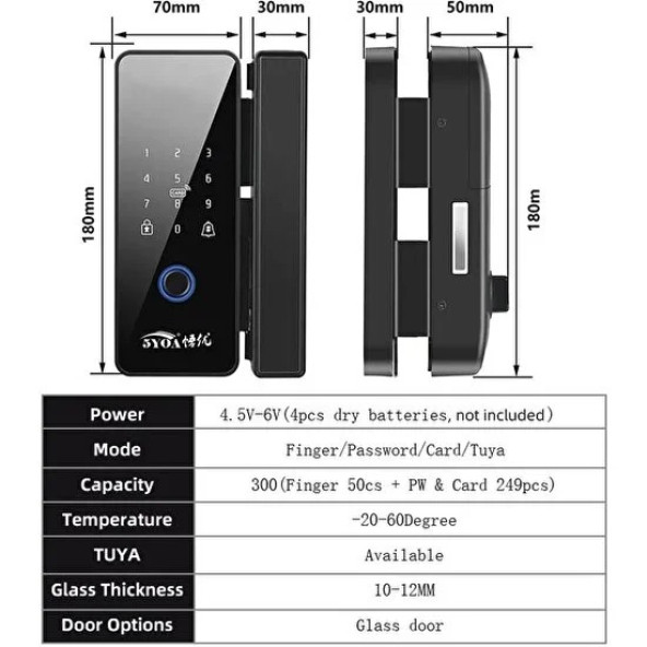 Kalite Akıllı Cam Kapı Kilidi (Parmak Izi + Şifre + Kart + Bluetooth Ile Açma) - 4