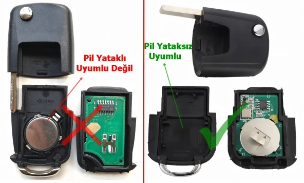 Volkswagen Saet Skoda Tipli Akıllı Kumanda Kabı Anahtar Kabı Oto Anahtarlık Pil Yataksız - 5