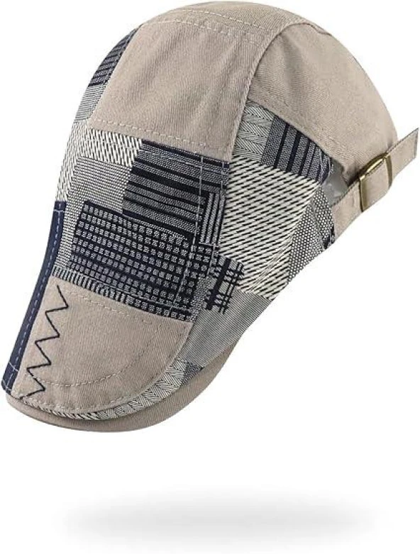 Valkyrie İtalyan Style Erkek Kasket Şapka Kanvas  Asimetrik Model Ayarlanabilir Terletmez Erkek Gri - 4