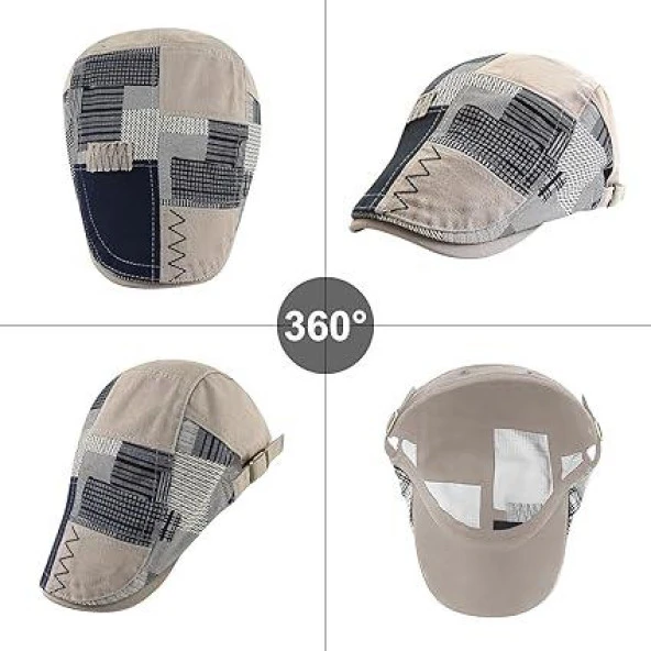 Valkyrie İtalyan Style Erkek Kasket Şapka Kanvas  Asimetrik Model Ayarlanabilir Terletmez Erkek Gri - 5