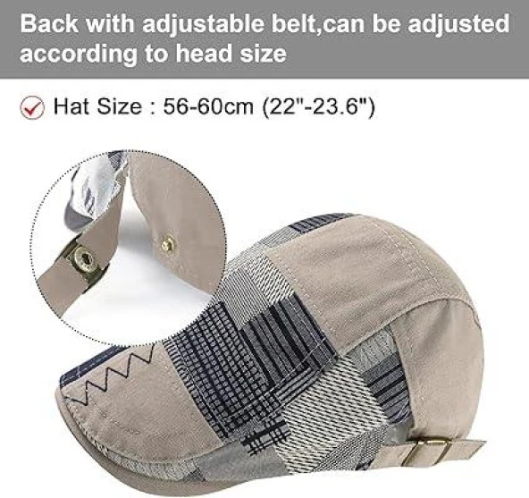 Valkyrie İtalyan Style Erkek Kasket Şapka Kanvas  Asimetrik Model Ayarlanabilir Terletmez Erkek Gri - 7