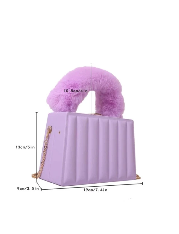 Kadınlar için Çizgili ve Çok Fonksiyonlu Kutu Çanta Crossbody Lila - 6