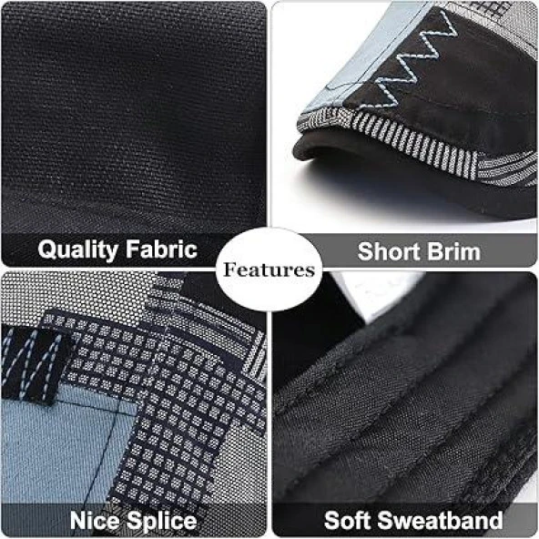 Valkyrie İtalyan Style Erkek Kasket Şapka Kanvas  Asimetrik Model Ayarlanabilir Terletmez Erkek Siyah - 9