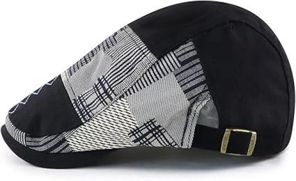 Valkyrie İtalyan Style Erkek Kasket Şapka Kanvas  Asimetrik Model Ayarlanabilir Terletmez Erkek Siyah - 11