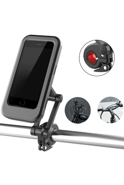 PORTATİF UNİVERSAL MOTOSİKLET BİSİKLET SU GEÇİRMEZ TELEFON TUTUCU DOKUNAMTİK - 5