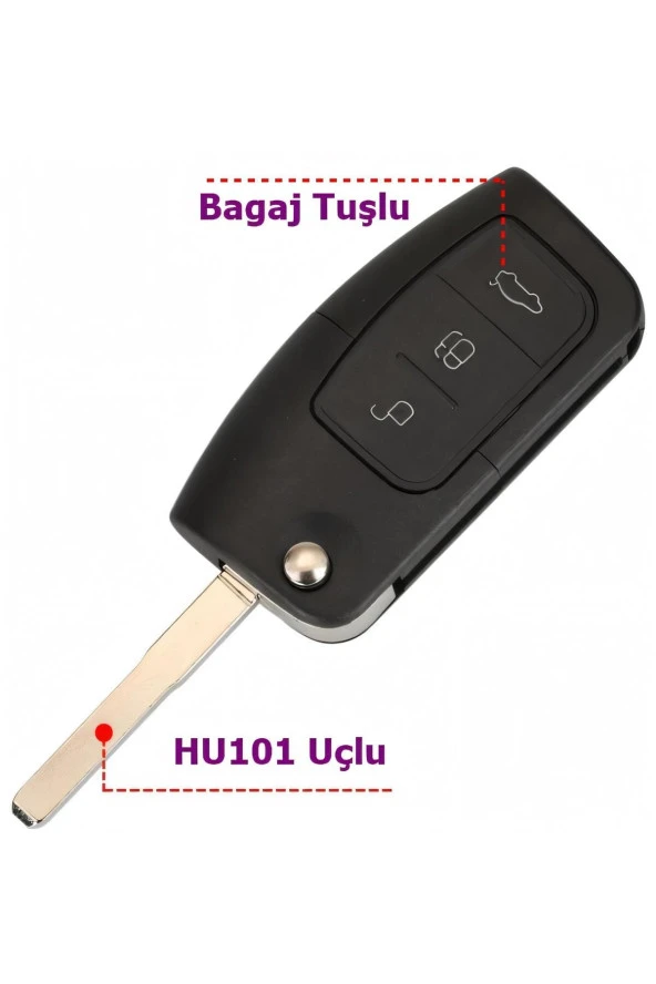 Ford Focus 2 Fiesta Mondeo Fusion Anahtar Kabı Kumanda Kabı Oto Anahtarlık Logolu - 6