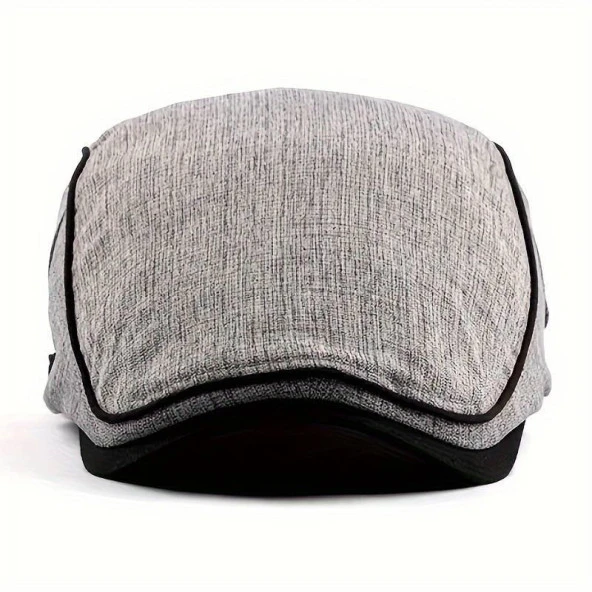 Valkyrie İtalyan Style Retro Düz Çizgi Detaylı Erkek Kasket Şapka Tokalı Ayarlanabilir Erkek Gri - 7