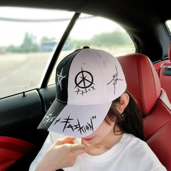 Valkyrie Trucker Şapka Unisex Metal Tokalı Ayarlanabilir Beyzbol Siyah Beyaz - 3