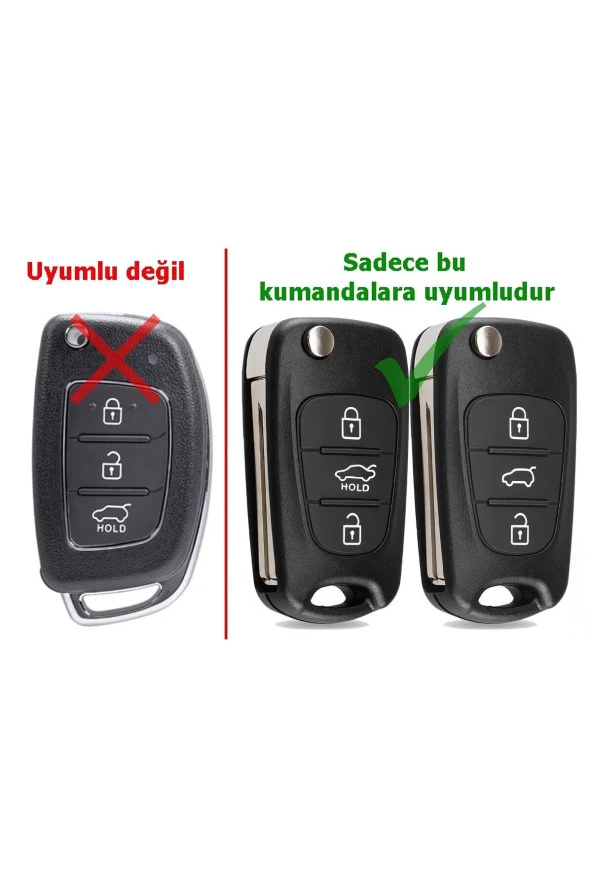Hyundai Tucson ix35 Uyumlu Anahtar Kumanda Kabı Oto Anahtarlık Vidalı Logolu - 5