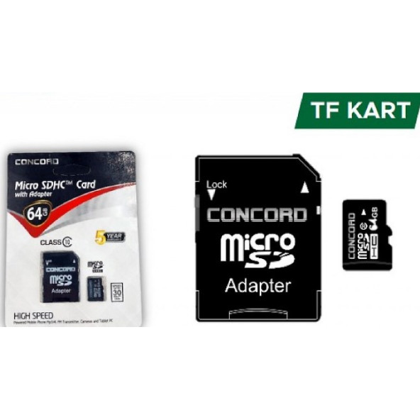 CONCORD MİCRO SDHC CARD WİTH ADAPTOR 64 GB