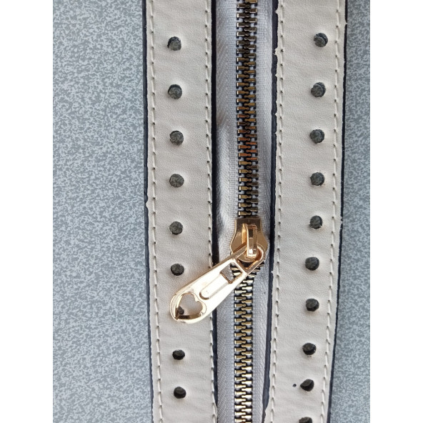 Likya BEJ RENGİ 30/5 CM Deri Çanta Fermuarı - 2