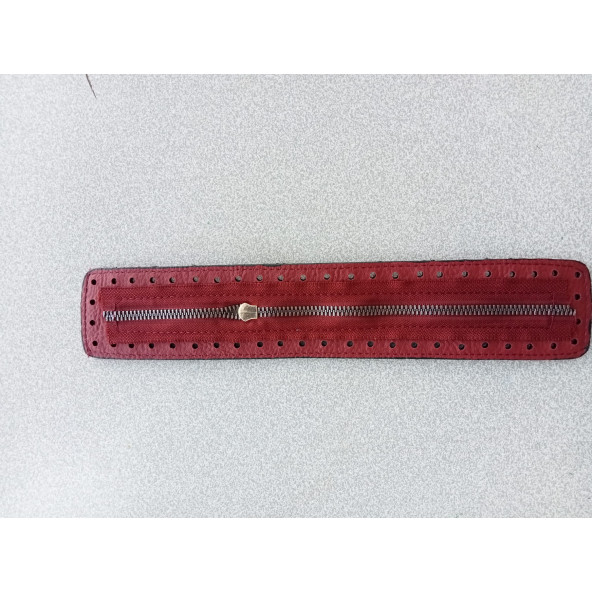 Likya BORDO 30/5 cm Deri Çanta Fermuarı