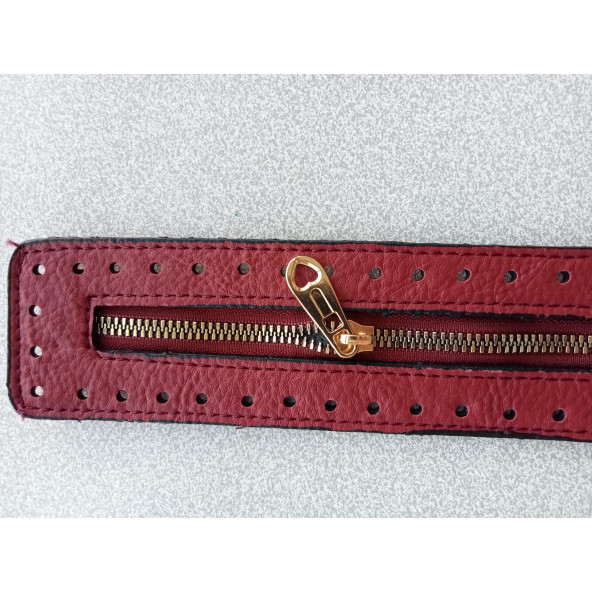 Likya BORDO 30/5 cm Deri Çanta Fermuarı - 2