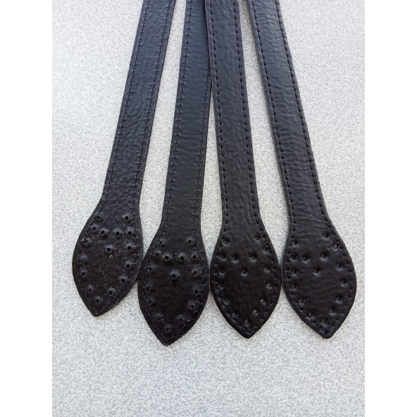 Likya SİYAH Düz Salpalı Deri Bombeli Çiftli Çanta Sapı - 2