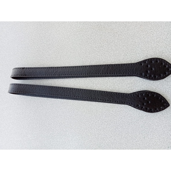 Likya SİYAH Düz Salpalı Deri Bombeli Çiftli Çanta Sapı - 3