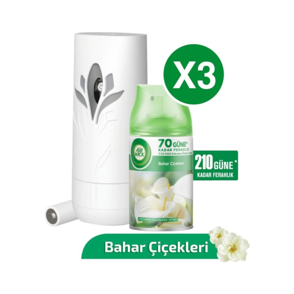 Air Wick Bahar Çiçekleri Freshmatic Oda Kokusu Makine + 3X250 ml Yedek 210 Gün Etkili
