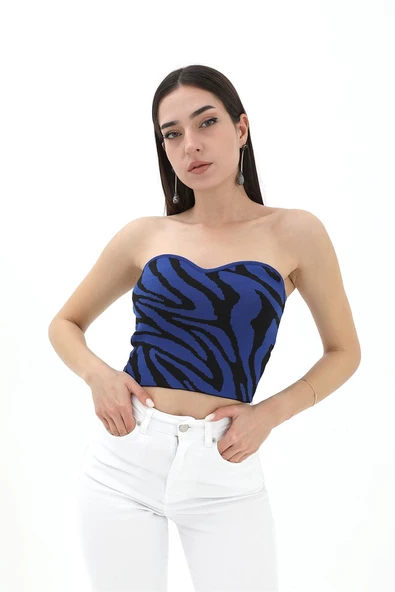 Zebra Desen Triko Crop - SaksMavisi