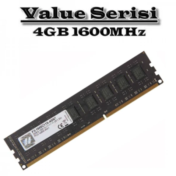 GSKILL 4GB DDR3 1600Mhz CL11 PC RAM VALUE F3-1600C11S-4GNS