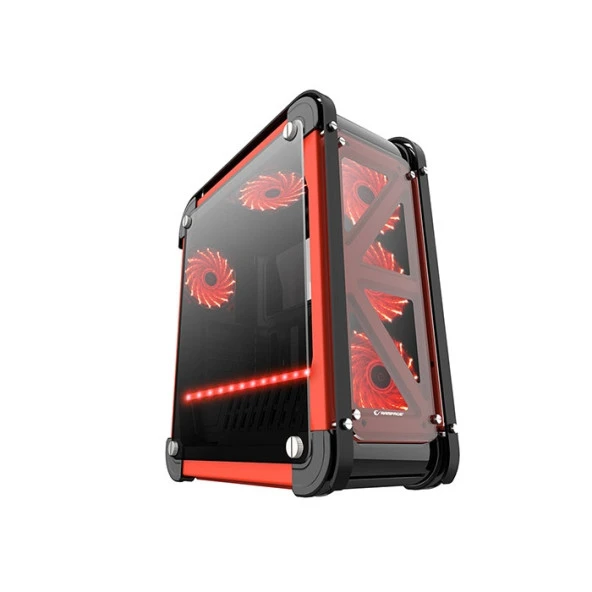 RAMPAGE CASTLE 4X LED FANLI GAMING MID-TOWER PC KASASI SİYAH-KIRMIZI