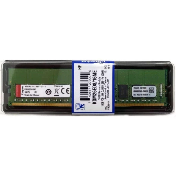 KINGSTON DDR4 ECC UDIMM 16GB 2666Mhz KSM26ED8/16HD 2Rx8 Sunucu Ram - 1