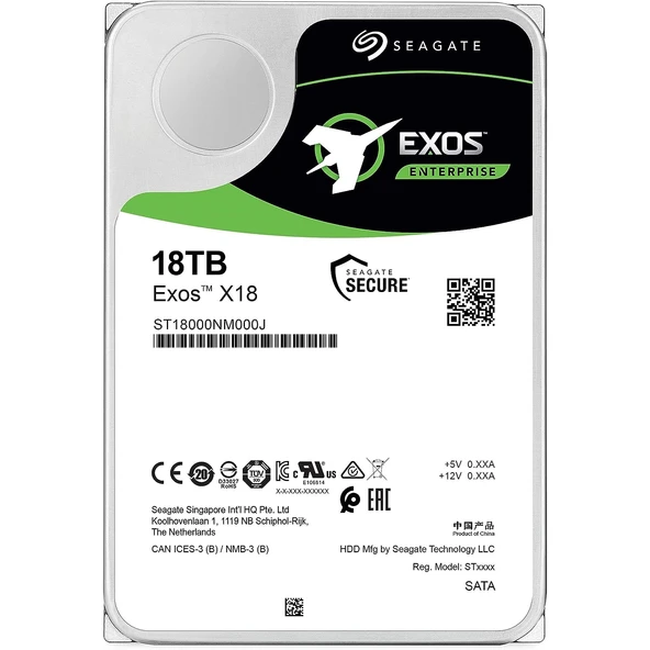 SEAGATE 3.5" 18TB EXOS ST18000NM000J 256MB 7200RPM SATA-3 NAS VE GÜVENLİK DİSKİ - 1