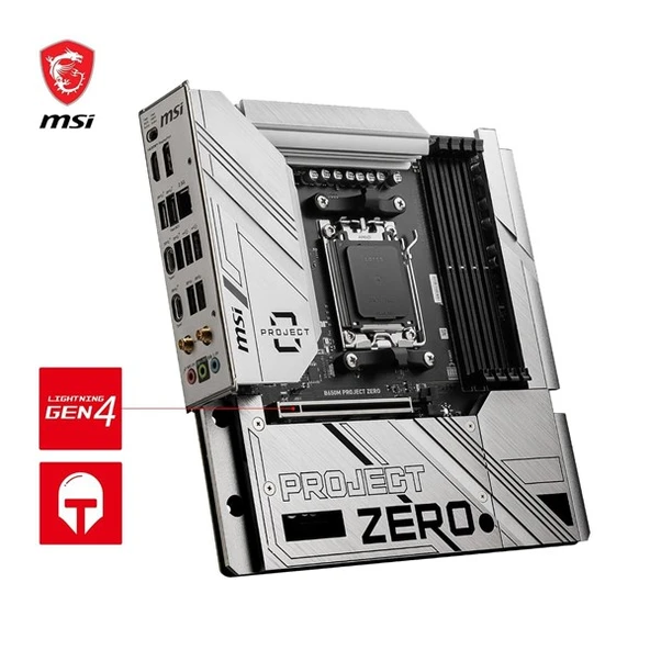 MSI B650M PROJECT ZERO WIFI-6E DDR5 HDMI-DP PCIE 4.0 AM5 mATX - Resim 5