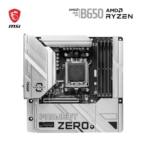 MSI B650M PROJECT ZERO WIFI-6E DDR5 HDMI-DP PCIE 4.0 AM5 mATX - 2