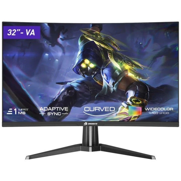 GAMEBOOSTER 31.5" VA GB-3218CF 1MS 180HZ HDMI-DP KAVISLI RGB GAMING MONİTÖR - Resim 8