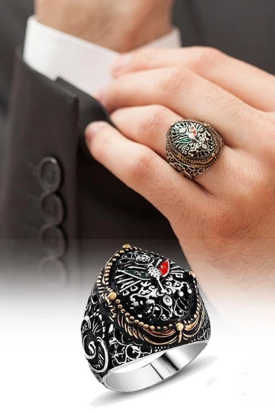 Gümüş Osmanlı Devleti  Armalı Erkek Yüzük ürün görseli 1