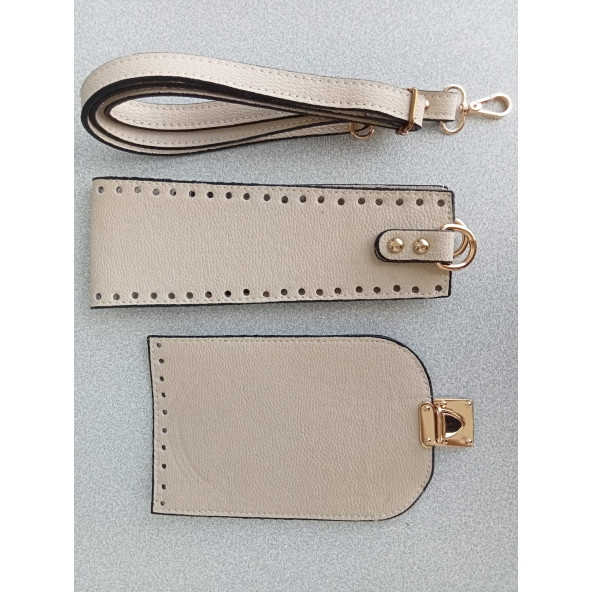 Likya KREM RENGİ Deri Çanta Yapım Seti - 2