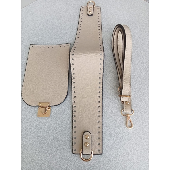 Likya KREM  RENGİ Deri Çanta Yapım Seti - 4