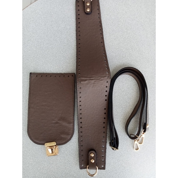 Likya BEJ RENGİ Deri Çanta Yapım Seti - 2