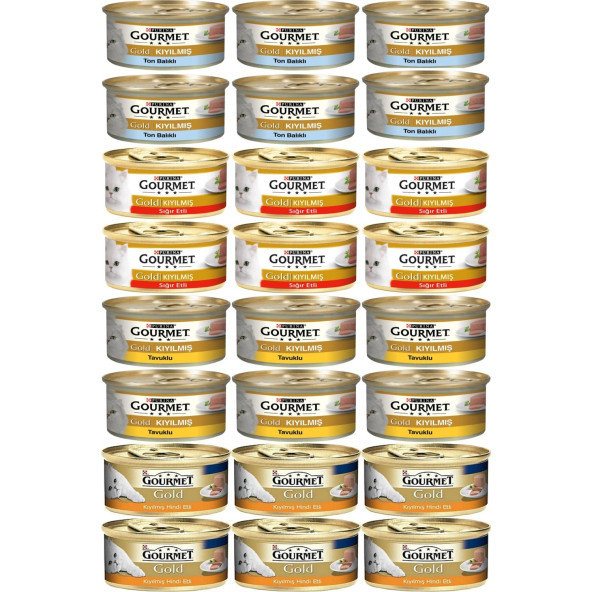 Gourmet Gold Karışık Kıyılmış Konserve Yetişkin Kedi Yaş Maması 24 x 85 G