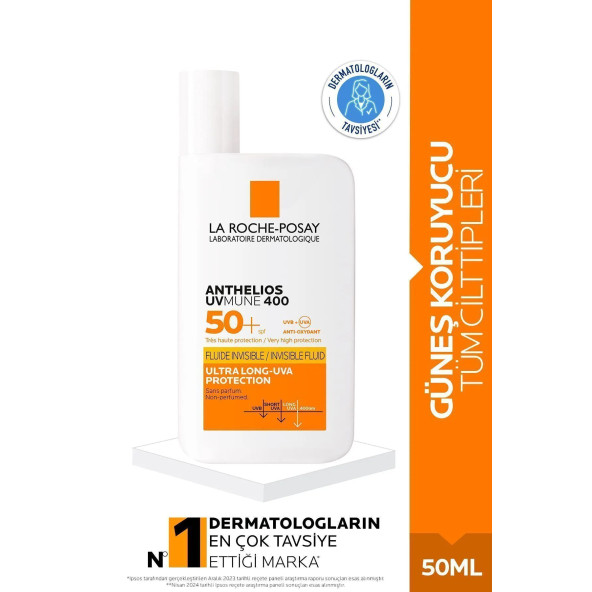 La Roche Posay Anthelios Uvmune400 Invisible Fluid Spf50+Tüm Cilt Tipleri İçin Yüz Güneş Kremi 50 ml