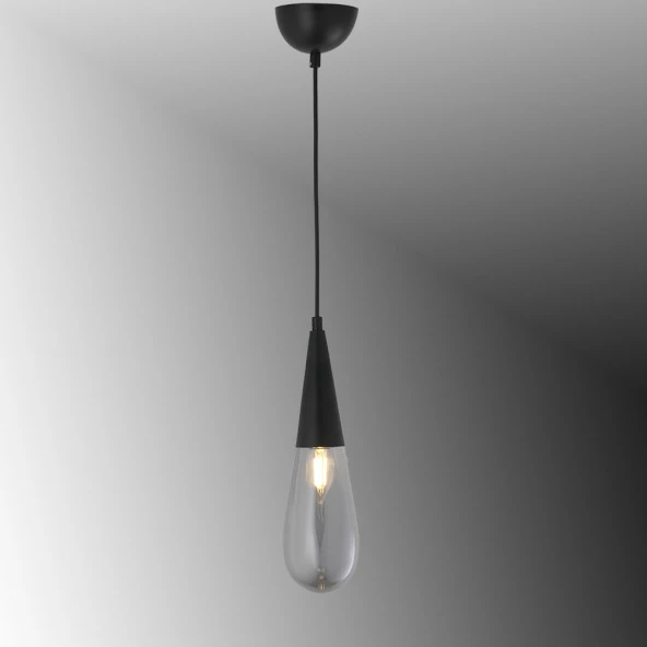 TT Aydınlatma TT023-1-FULL-SY  Damla Modeli Full Mat Siyah Tekli Avize ürün görseli 1