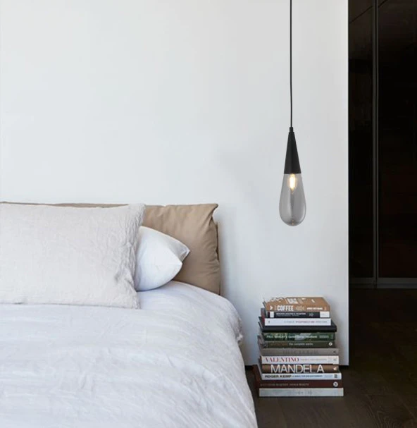 TT Aydınlatma TT023-1-YTK-FULL-SY TT Ayd Damla Modeli Mat Siyah Yatak Başlık - Banyo Avizesi - Resim 2