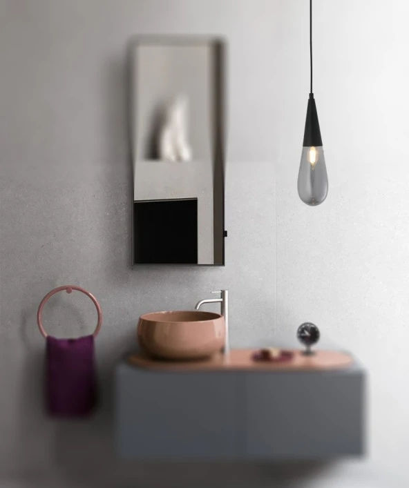 TT Aydınlatma TT023-1-YTK-FULL-SY TT Ayd Damla Modeli Mat Siyah Yatak Başlık - Banyo Avizesi - Resim 3