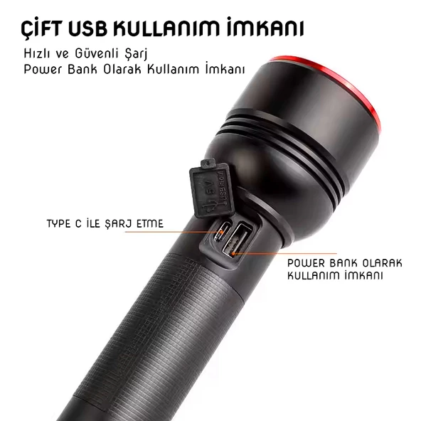 Wison 20W Şarjlı Metal El Feneri (WS-5572) - Resim 5