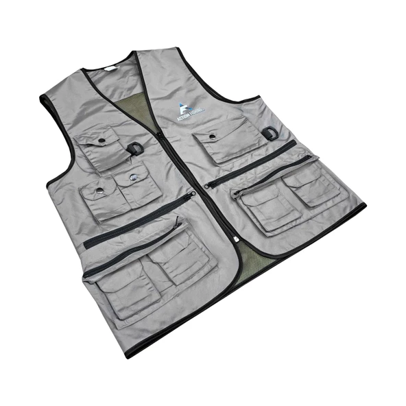 Action Dört Mevsim Çok Cepli Outdoor Spor Yelek Gri - Resim 8