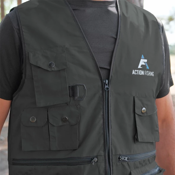 Action Dört Mevsim Çok Cepli Outdoor Spor Yelek Haki - 6