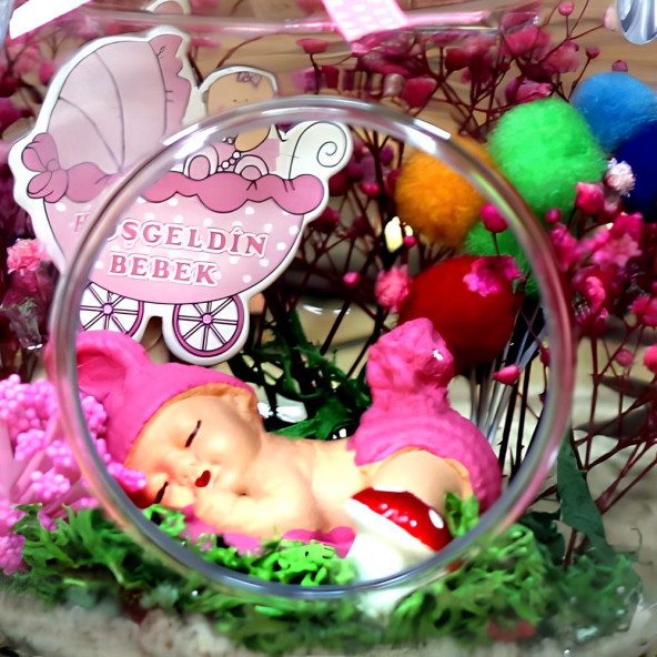 Hoş Geldin Bebek Kız Elma Teraryum, Yeni Doğan Kız Bebek Hediyesi - 3
