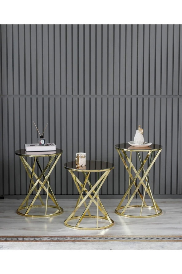 boons Laura Zigon Sehpa Takımı - Gold Bronz - 2