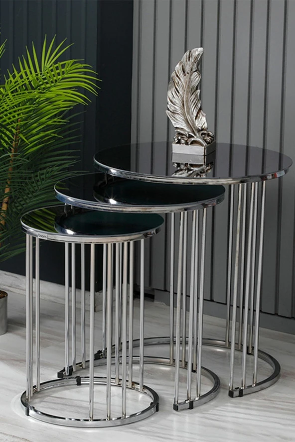 boons Palmira Zigon Sehpa, Krom - Füme Cam