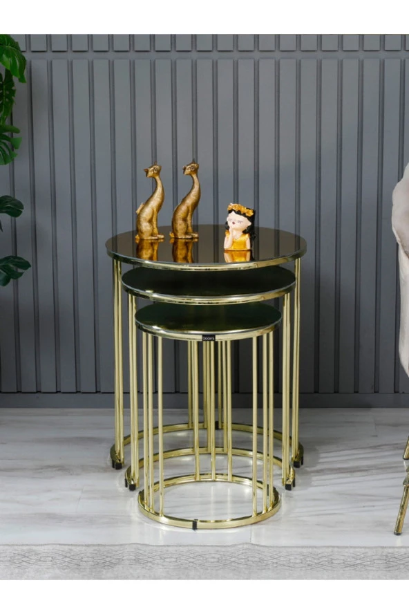 boons Palmira Zigon Sehpa, Gold - Bronz Cam - 2
