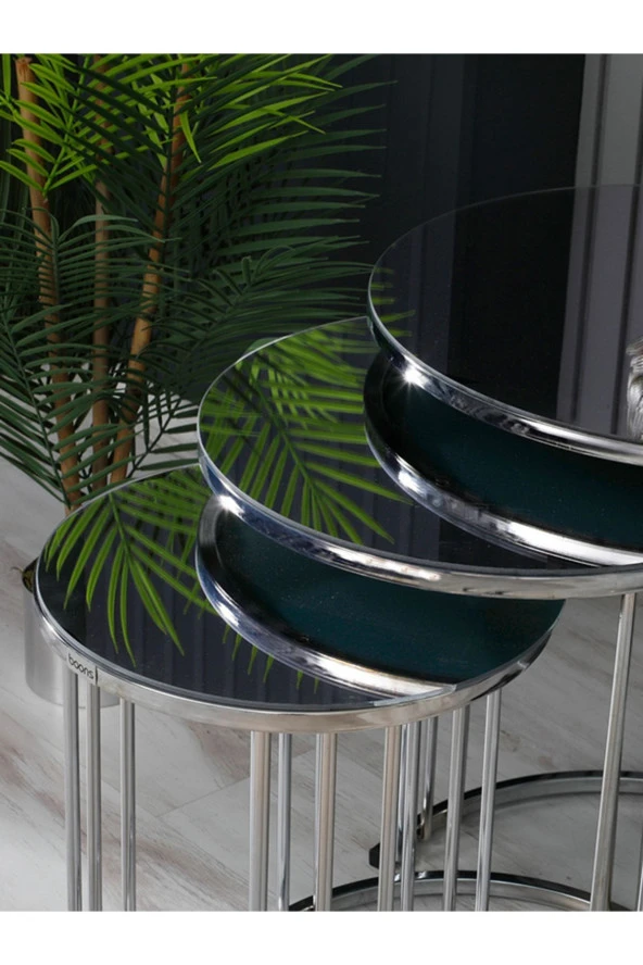 boons Palmira Zigon Sehpa, Krom - Füme Cam - 4