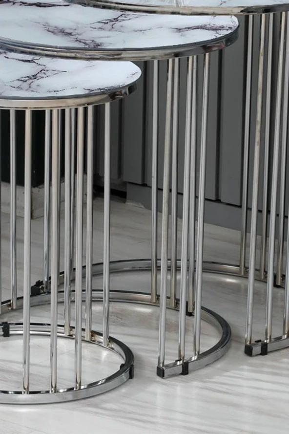 boons Palmira Zigon Sehpa, Siyah Mermer Desen Cam - 4